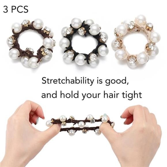 Pearl Hair Ties - Elegant Black Hair Accessories - Picture 4 of 5